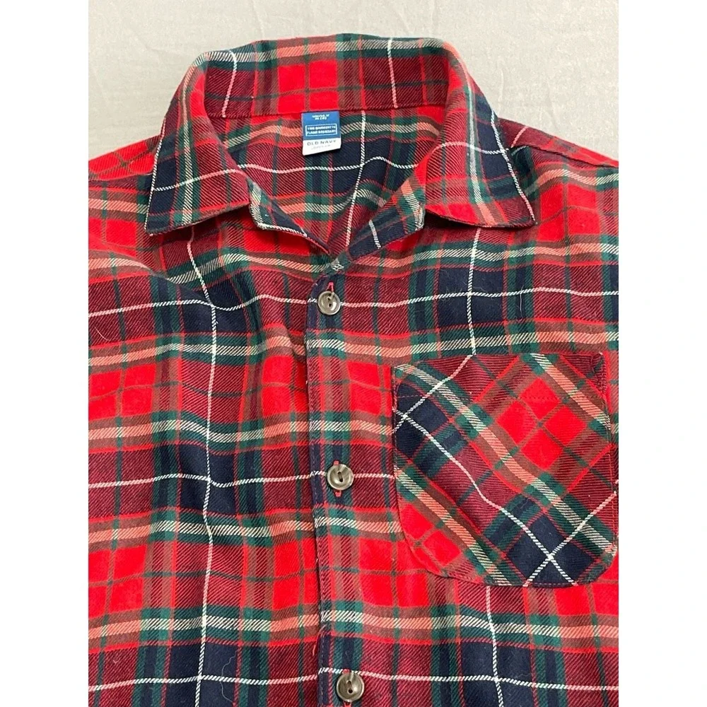 Old Navy Unisex Plaid Flannel Button-Down Pajama Shirt